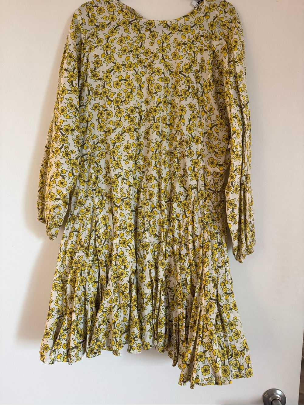Rhode Yellow Floral Long Sleeve Tiered Dress